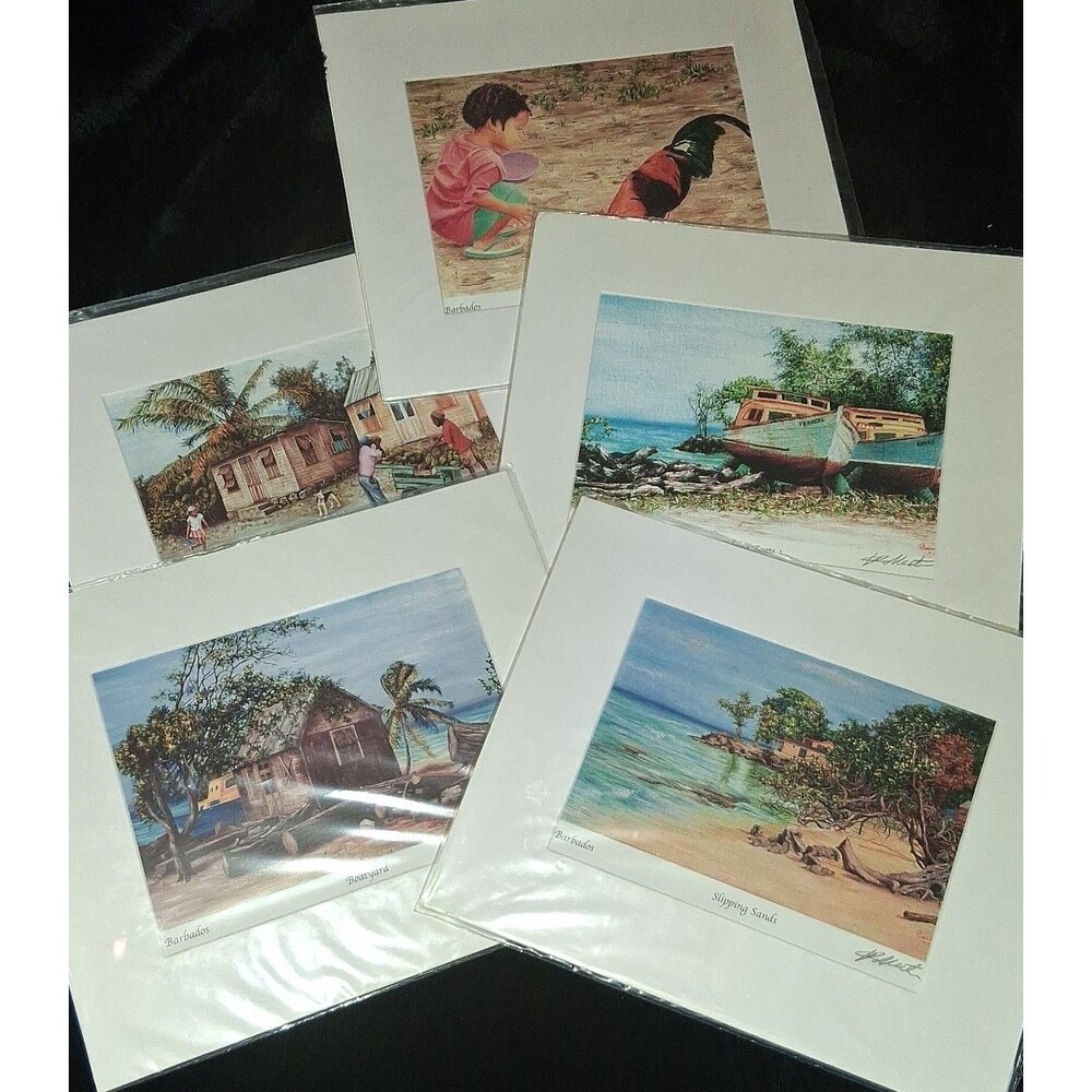 Vintage Victor Collector Barbados 8x8 fine Art prints hand signed
